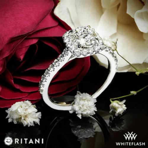 Platinum Ritani 1RZ1321 French-Set Halo Diamond Engagement Ring at Whiteflash