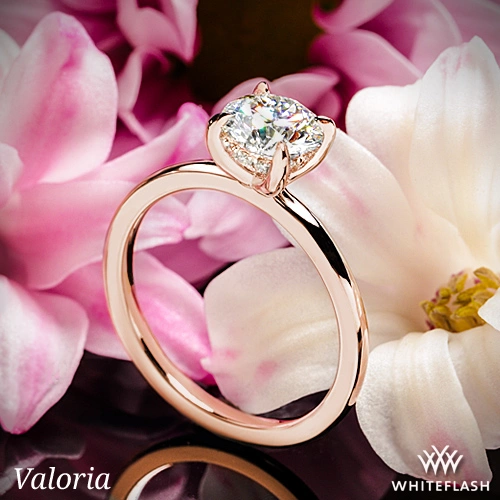 18k Rose Gold Valoria Hidden Halo Solitaire Engagement Ring at Whiteflash