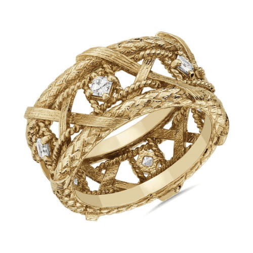 Bella Vaughan Basket Weave Diamond Eternity Ring In 18k Yellow Gold