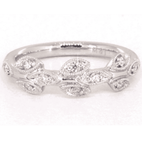 Platinum Navette Leaf Diamond Ring