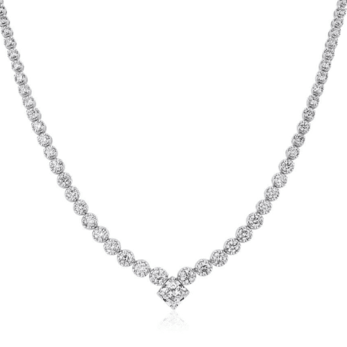 Diamond Eternity Necklace With Princess Center In 14K White Gold (5 Ct. Tw.) at Blue Nile