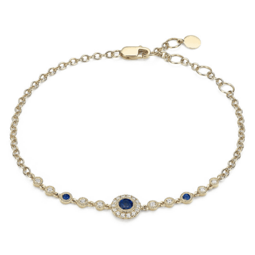 Sapphire And Diamond Vintage Inspired Bracelet In 14k Yellow Gold