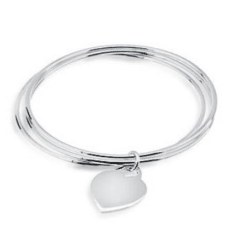 TRI-BANGLE HEART CHARM BRACELET