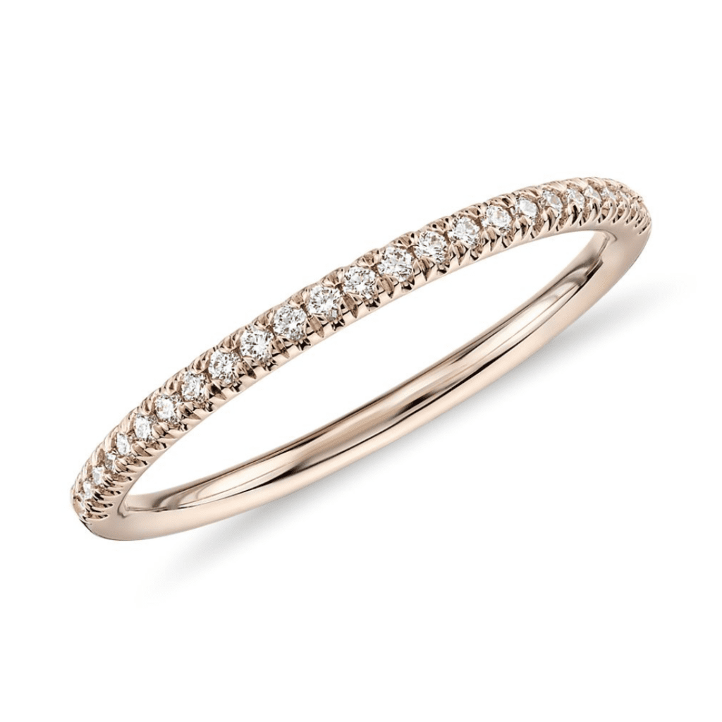 Petite Micropavé Diamond Ring in 14k Rose Gold (1/10 ct. tw.) at Blue Nile