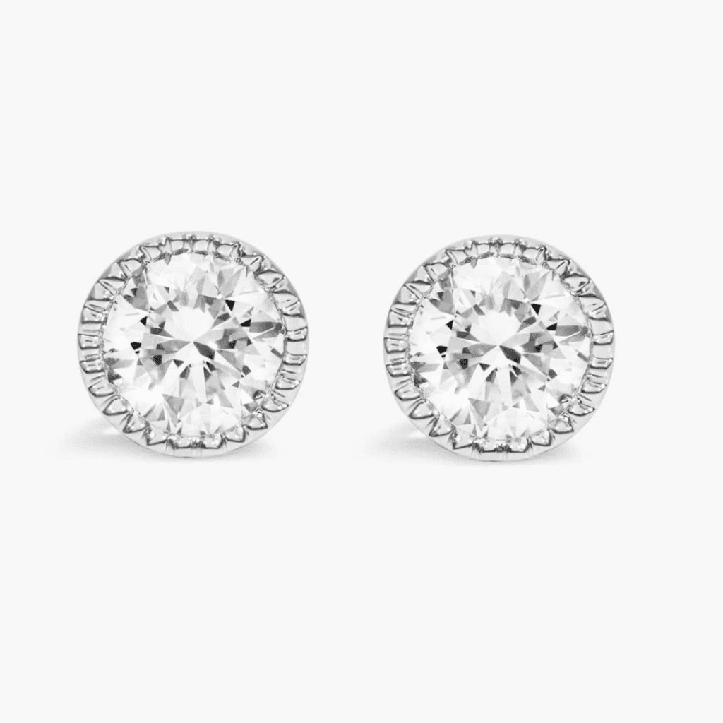 14K White Gold Milgrain Bezel Lab Created Diamond Stud Earrings at James Allen