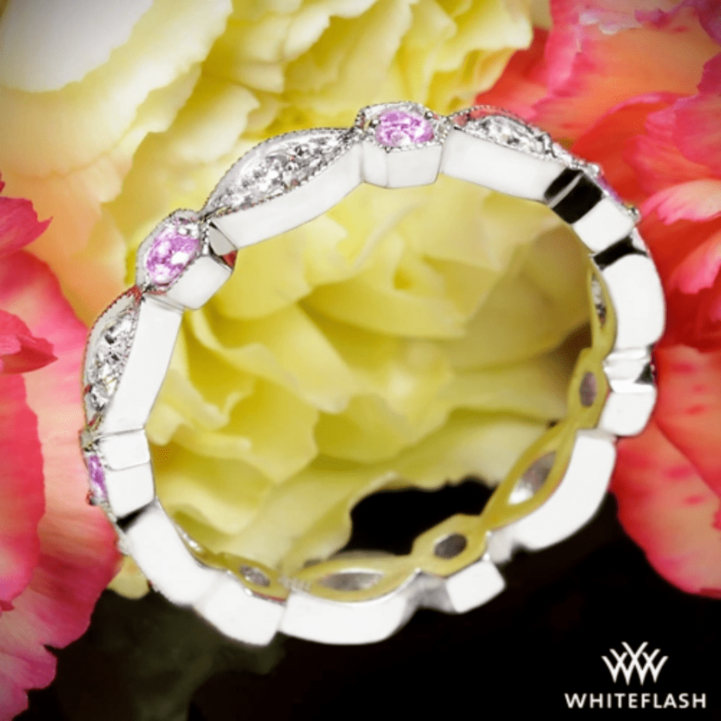 Platinum "Odyssey" Diamond and Light Pink Sapphire Right Hand Ring at Whiteflash