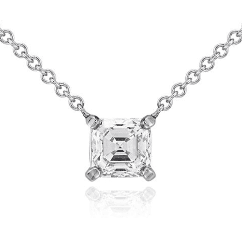 Lab Grown Diamond Asscher Cut Solitaire Pendant in 14k White Gold (3/4 ct. tw.) at Blue Nile