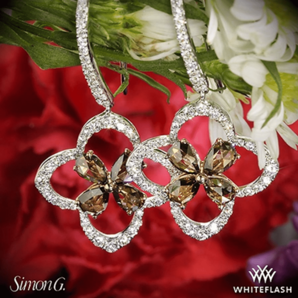 18k White and Rose Gold Simon G. DE245 Natures Prime Diamond Earrings at Whiteflash