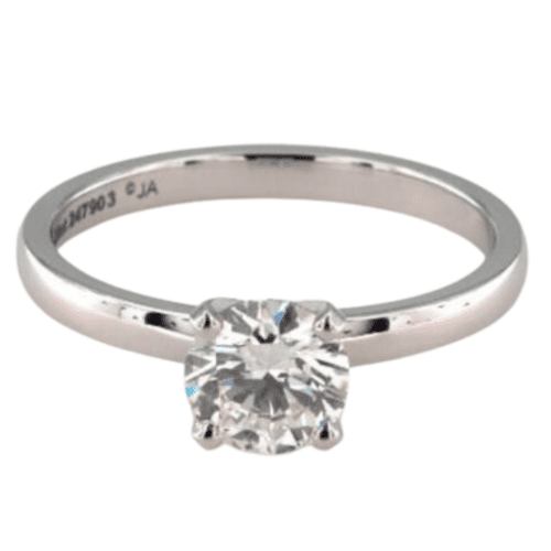 14K White Gold 2mm Comfort Fit Solitaire Engagement Ring 0.8 carat diamond