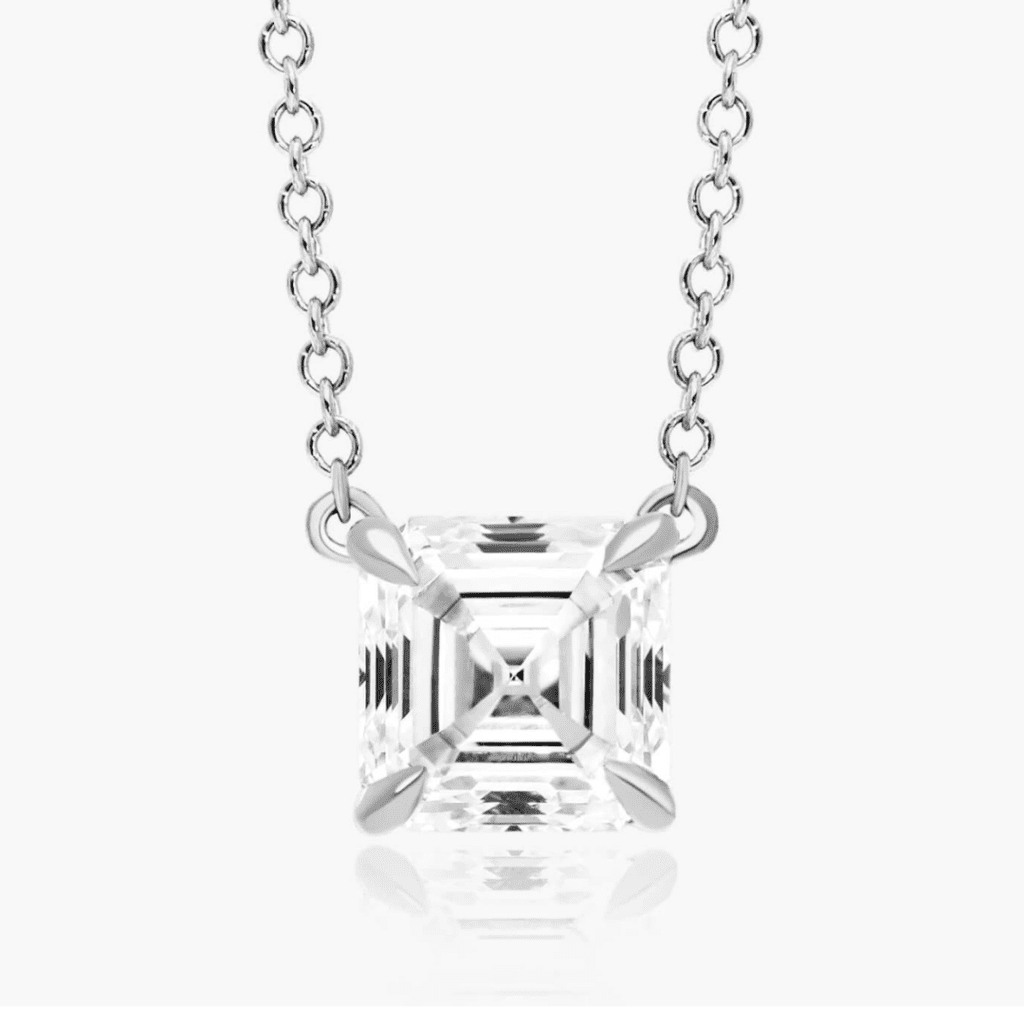 Platinum Asscher Cut Diamond Solitaire Pendant at James Allen