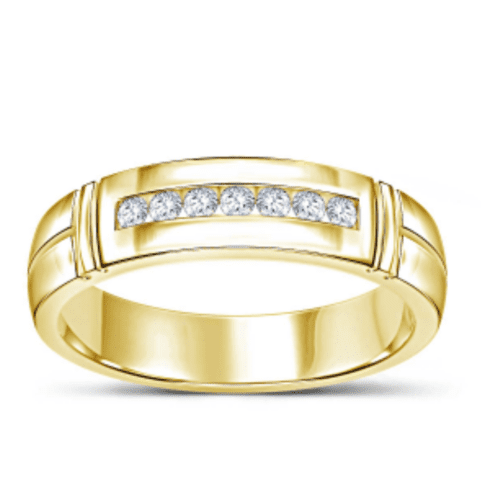 Men's Ring Crafted In 18K Yellow Gold With Channel Set Round Diamonds