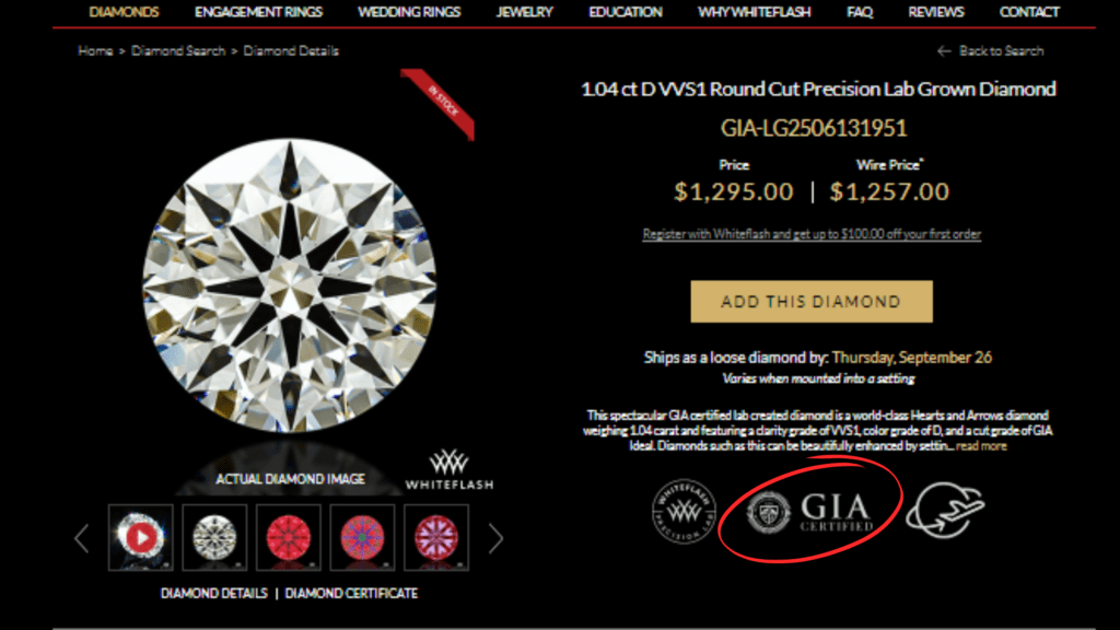 Round Brilliant Cut Diamond that is GIA Certified