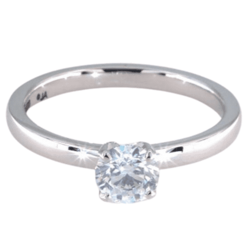 14K White Gold 2mm Comfort Fit Solitaire Engagement Ring 0.5 Carat Diamond