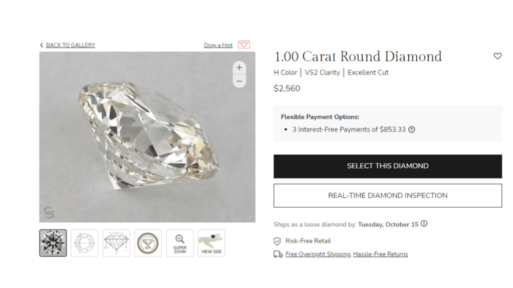 1.00 Carat Natural Round Diamond at James Allen