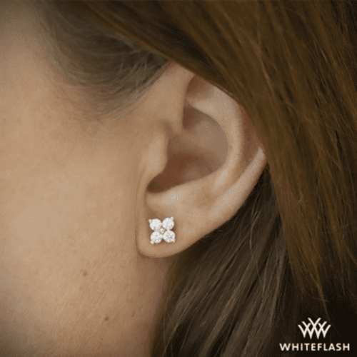 14K Yellow Gold Four Stone Clover Diamond Earrings at Whiteflash