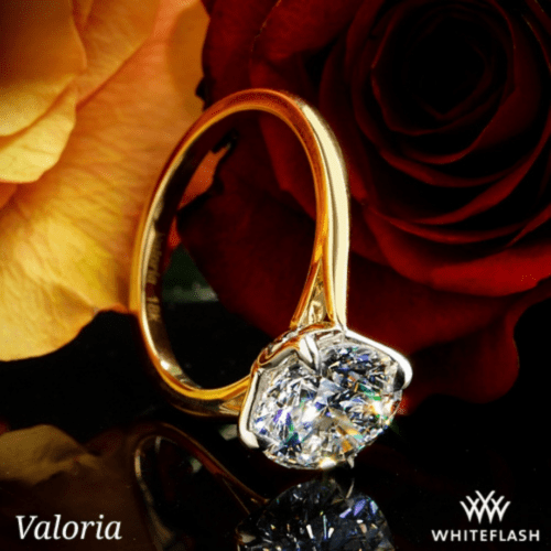 A CUT ABOVE® Round Diamond set in Semi Custom Valoria Tulip Solitaire Engagement Ring at Whiteflash