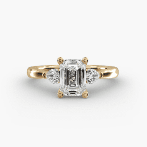 Pear Sidestone Diamond Engagement Ring in 18k Yellow Gold at Blue Nile