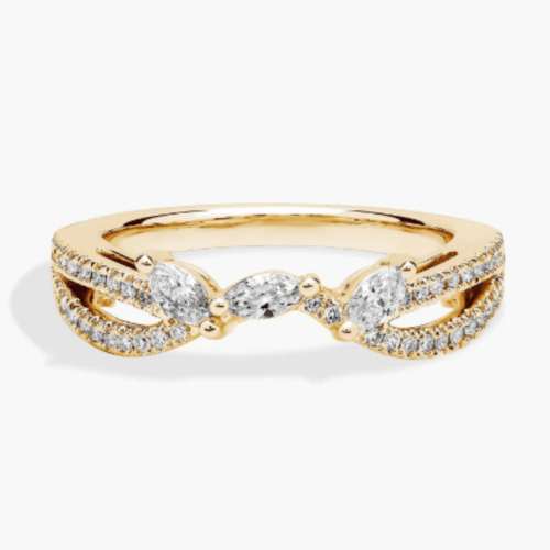 Romantic Twist Marquise and Pavé Curved Diamond Ring in 14k Yellow Gold at Blue Nile