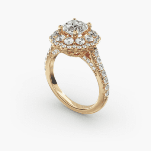 Vintage Diamond Halo Engagement Ring in 14k Yellow Gold at Blue Nile