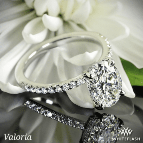 1.71ct D VS1 Oval Cut Precision Lab Grown Diamond set in Semi-Custom Valoria Petite Pave Basket Diamond