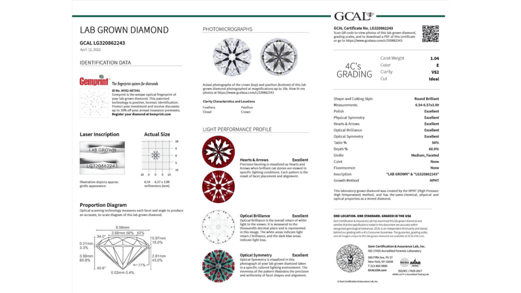 GCAL H&A Lab-Grown Diamond Report