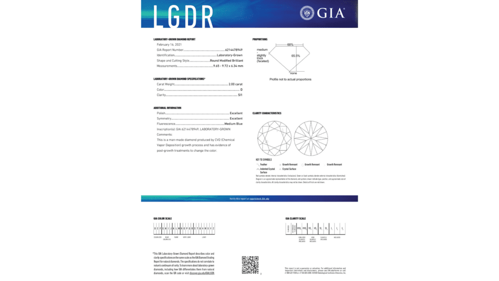 LGCR (Lab-Grown Diamond Report) GIA Sample