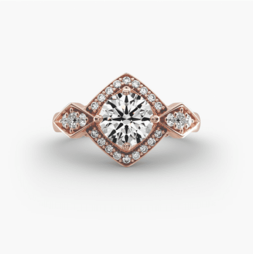 14K Rose Gold Art Deco Geometric Diamond Engagement Ring at James Allen