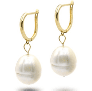 14K Yellow Gold Pearl Dangle Earrings