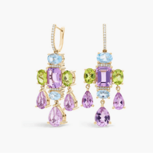 Pink Amethyst, Peridot and Sky Blue Topaz Chandelier Earrings in 14k Yellow Gold at Blue Nile