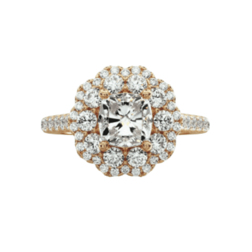 Vintage Diamond Halo Engagement Ring in 14k Yellow Gold