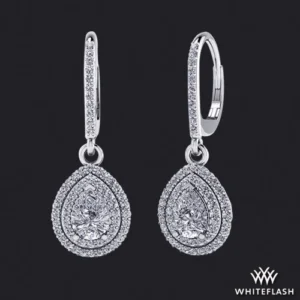 14k White Gold Vintage Tear Drop Diamond Earrings at Whiteflash