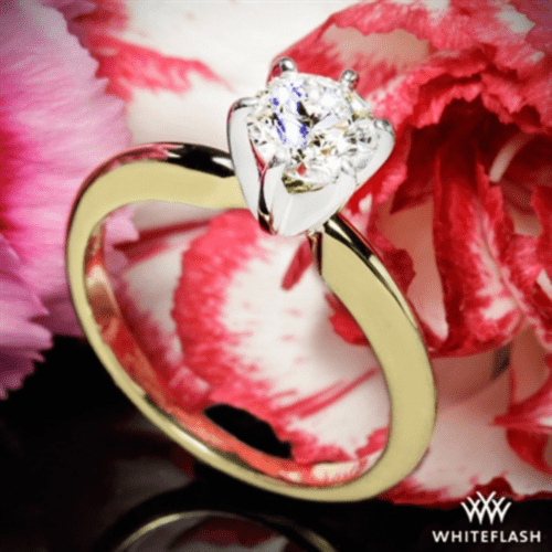 14K Yellow Gold Classic 6 Prong Solitaire Engagement Ring with White Gold Head at Whiteflash