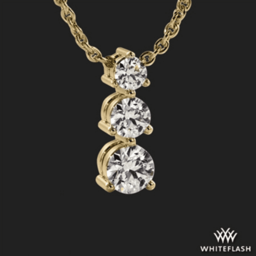 14k Yellow Gold Three Stone Cascade Diamond Drop Pendant 2.08ctw