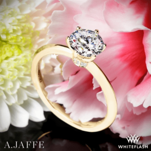 18k Yellow Gold A. Jaffe ME1689 Classics Solitaire Engagement Ring For 1ct Center Diamond