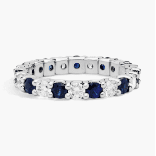 Luna Sapphire and Diamond Eternity Ring in 14k White Gold (2.8 mm)