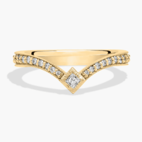 Pave Drop Kite Stackable Ring in 18k Yellow Gold