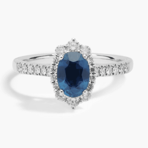 Sapphire and Diamond Pavé Ring in 14k White Gold